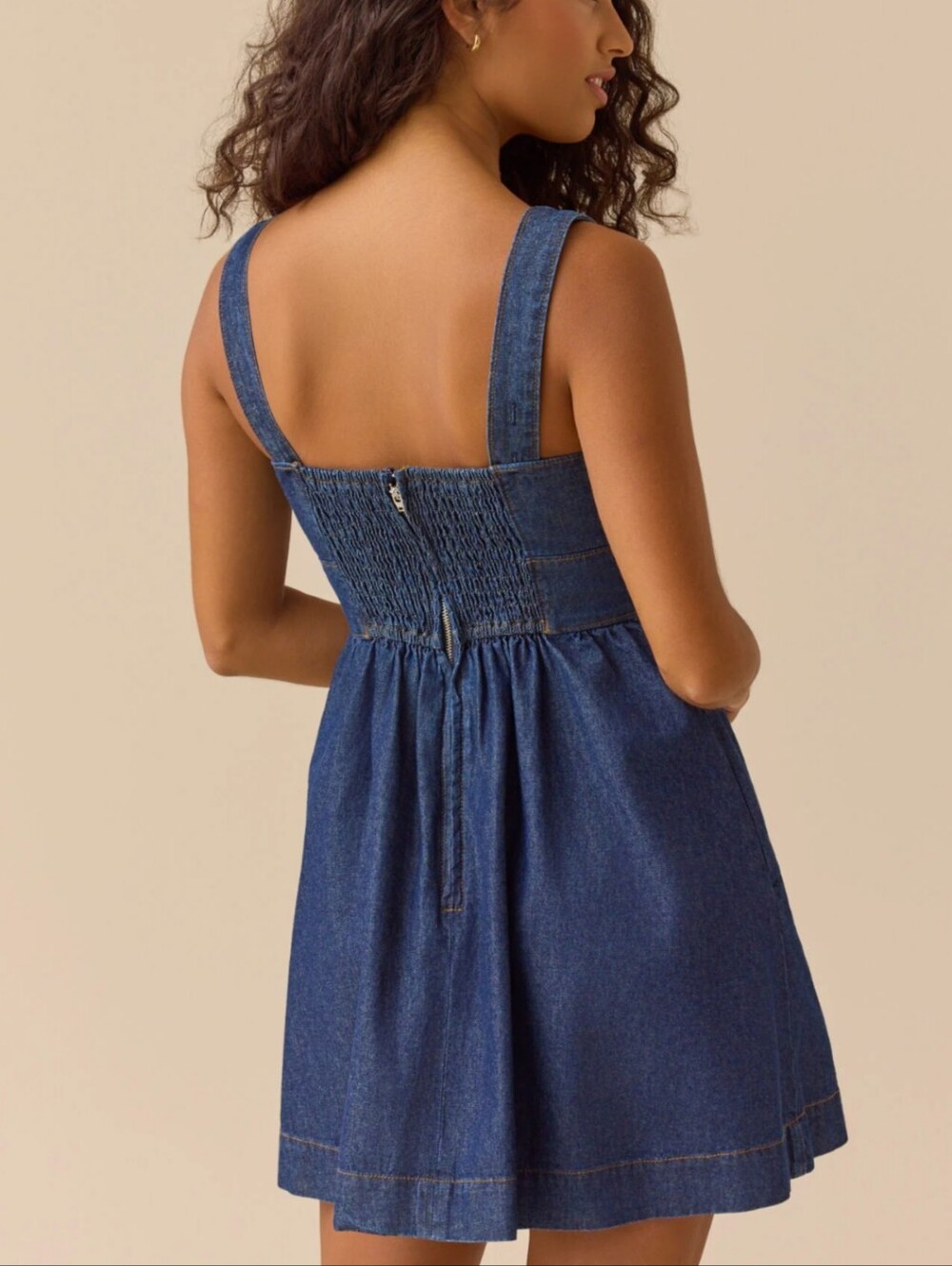 Altar'd State Womens Dark Blue Sahara Denim Sleeveless Mini Dress Size Medium - Picture 2 of 16